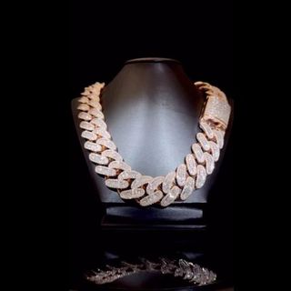 20mm Cuban Link Chain Necklace, 925 Sterling Silver, Iced Out Diamond Choker