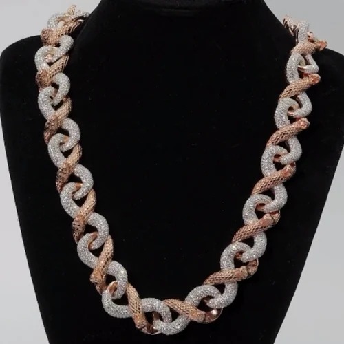 20mm Cuban Link Chain Necklace, 925 Sterling Silver, Iced Out Diamond Choker