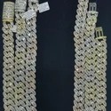18mm Cuban Link Chain Necklace, 10k , Iced Out Diamond Choker