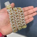 22mm Cuban Link Chain Necklace, 925 Sterling Silver, Iced Out Diamond Choker