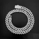 Cuban Link Chain Necklace, 925 Sterling Silver, Iced Out Diamond Choker