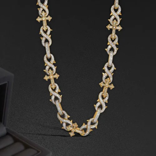 Cuban Link Chain Necklace, 925 Sterling Silver, Iced Out Diamond Choker