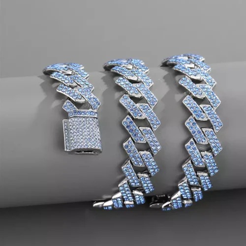 Cuban Link Chain Necklace, 925 Sterling Silver, Iced Out Diamond Choker