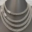 Cuban Link Chain Necklace, 925 Sterling Silver, Iced Out Diamond Choker