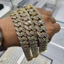 Cuban Link Chain Necklace, 925 Sterling Silver, Iced Out Diamond Choker