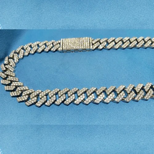 14mm Cuban Link Chain Necklace, 925 Sterling Silver, Iced Out Choker