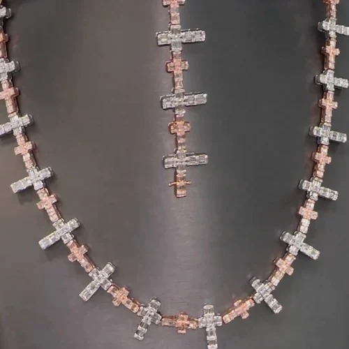 Cuban Link Chain Necklace, 925 Sterling Silver, Iced Out Diamond Choker