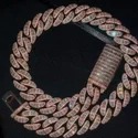 20mm Cuban Link Chain Necklace, 925 Sterling Silver, Iced Out Diamond Choker