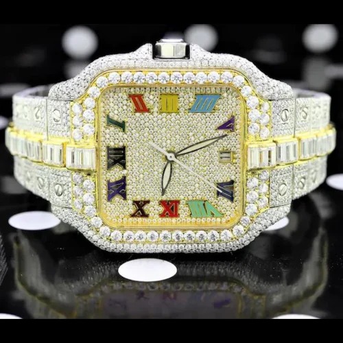 High Quality DEF Lab Grown Diamond Watch Colorless Diamond Hip Hop Style Diamond Watch