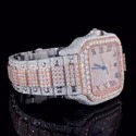 Hip Hop Jewelry Stainless Steel Invisible Setting Iced Out Diamond Watch Baguette Lab Grown