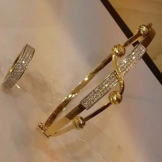 Ladies Diamond Bangle With Ring