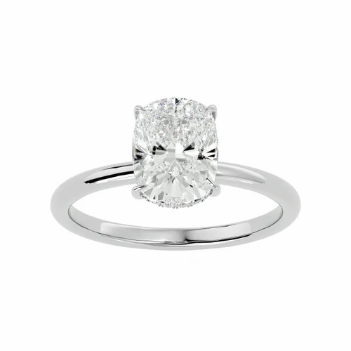 3.10 carat CVD Lab Grown Diamond, Cushion cut, 14k Gold Ring, IGI Certified