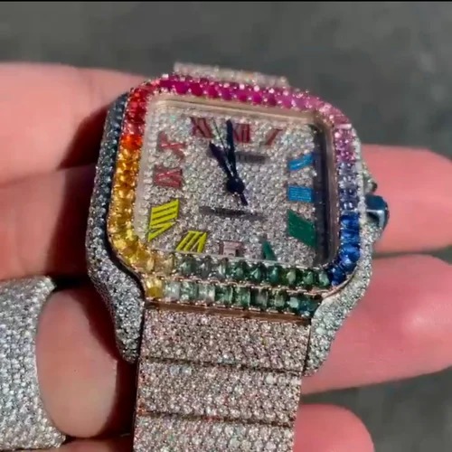 High Quality DEF Lab Moissanite Diamond Watch Colorless Diamond Hip Hop Style Diamond Watch