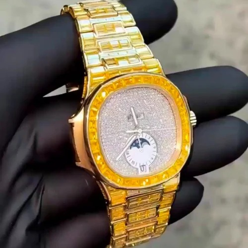 High Quality Custom Watch for Men Iced out Moissanite Diamond Studded Watch Hip Hop Diamond Jewelry