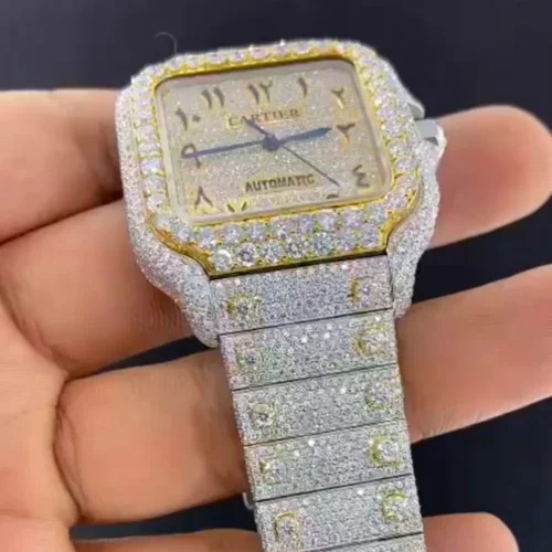 High Quality Custom Watch for Men Iced out Moissanite Diamond Studded Watch Hip Hop Diamond Jewelry