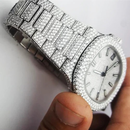 High Quality DEF Lab Moissanite Diamond Watch Colorless Diamond Hip Hop Style Diamond Watch