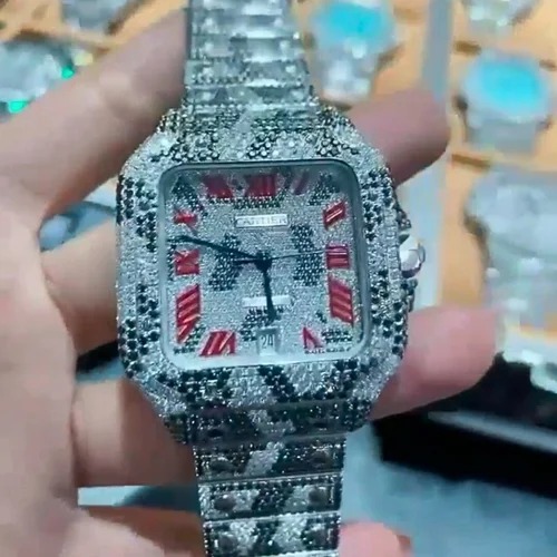 High Quality Custom Watch for Men Iced out Moissanite Diamond Studded Watch Hip Hop Diamond Jewelry