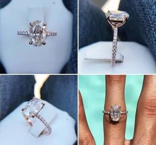 Oval Cut DEF VVS Colorless Moissanite Ring