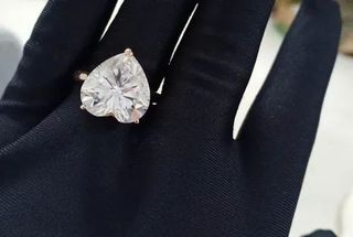Heart White Moissanite Ring