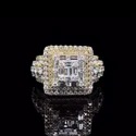 Full Iced Out Diamonds Emerald Cut Moissanite Stones Men's Ring 925 Silver Diamond Rings Luxury