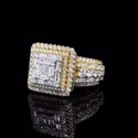 Full Iced Out Diamonds Emerald Cut Moissanite Stones Men's Ring 925 Silver Diamond Rings Luxury