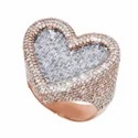 Shining Jewelry 925 Sterling Silver Heart Shape Ring Custom Hip Hop Rapper Vvs Iced Out Ring
