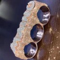 Custom Luxury Hip Hop Rapper 925 Sterling Silver Vvs Iced Out Diamond Ring Multi Finger Ring