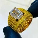 Top quality Shining Jewelry 925 Sterling Silver Heart Shape Ring Custom Hip Hop Rapper Vvs Iced Out