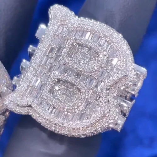 Full Iced Out Diamonds Emerald Cut Moissanite Stones Men's Ring 925 Silver Diamond Rings Luxury