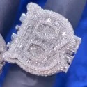 Full Iced Out Diamonds Emerald Cut Moissanite Stones Men's Ring 925 Silver Diamond Rings Luxury
