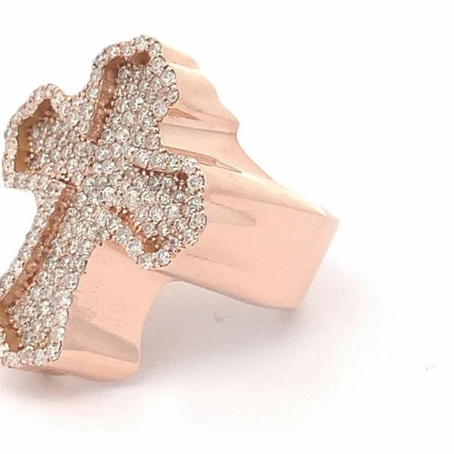 925 Silver Fine Jewelry Hip Hop Cross Shape Ring Custom Top Quality Vvs Iced Out Ring For Men