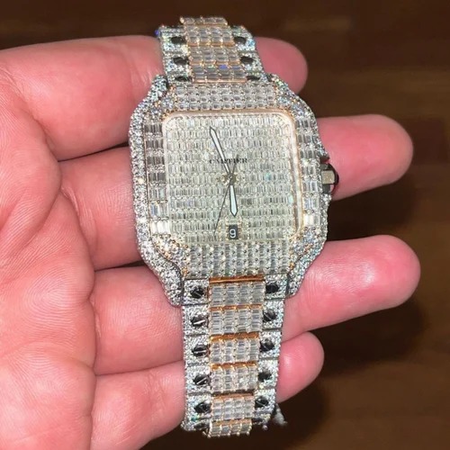 High Quality DEF Lab Moissanite Diamond Watch Colorless Diamond Hip Hop Style Diamond Watch