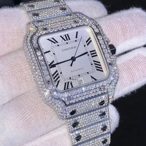High Quality DEF Lab Moissanite Diamond Watch Colorless Diamond Hip Hop Style Diamond Watch