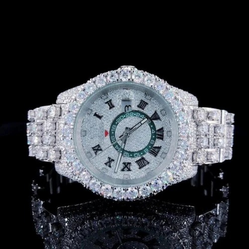 High Quality DEF Lab Moissanite Diamond Watch Colorless Diamond Hip Hop Style Diamond Watch