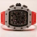 Moissanite Studded Iced Out Watch, EF/VVS Diamond, Wrist Watch