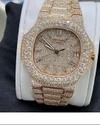 Moissanite Studded Iced Out Watch, EF/VVS Diamond, Wrist Watch
