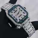 Moissanite Studded Iced Out Watch, EF/VVS Diamond, Wrist Watch