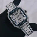 Moissanite Studded Iced Out Watch, EF/VVS Diamond, Wrist Watch