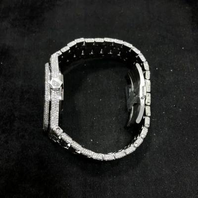 Moissanite Studded Iced Out Watch, EF/VVS Diamond, Wrist Watch