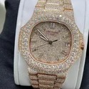 Moissanite Studded Iced Out Watch, EF/VVS Diamond, Wrist Watch