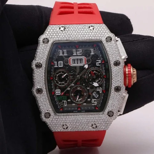 Moissanite Studded Iced Out Watch, EF/VVS Diamond, Wrist Watch