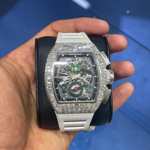 Moissanite Studded Iced Out Watch, EF/VVS Diamond, Wrist Watch