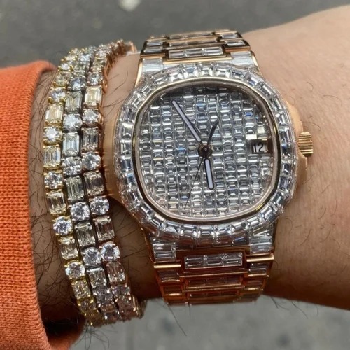 Top Quality Customized Iced Out Moissanite Watch Stainless Steel Best Quality Diamond Watch for Men