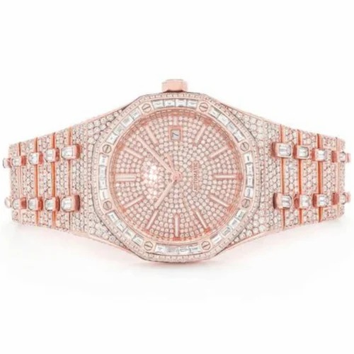 Trending Customized Iced Out Moissanite Watch VVS Diamonds Studded Hip Hop Watch Gift for Men
