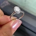 2 Ct Oval Cut Lab Grown Diamond Halo Ring, Vintage Style
