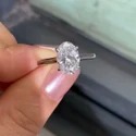 2 Ct Oval Cut Lab Grown Diamond Halo Ring, Vintage Style