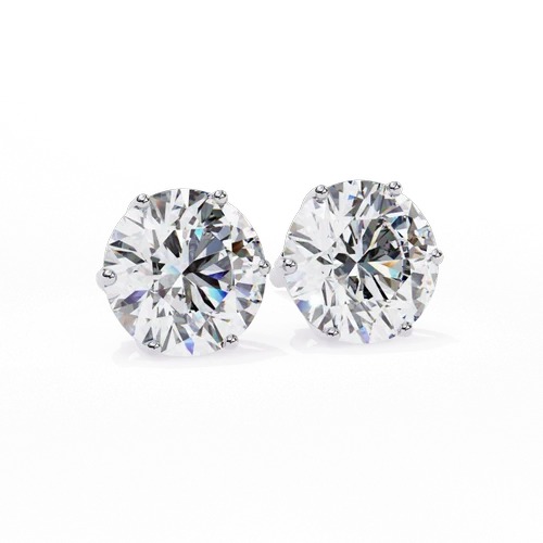 1.75 Ct Lab Grown Diamond Stud Earrings, 14k Yellow Gold Stud, Anniversary Gift For Wife