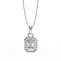 Lab Grown Diamond with 18K White Gold Lab Grown Emerald Halo Diamond pendant