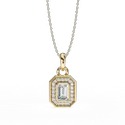 Lab Grown Diamond with 18K White Gold Lab Grown Emerald Halo Diamond pendant