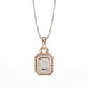 Lab Grown Diamond with 18K White Gold Lab Grown Emerald Halo Diamond pendant